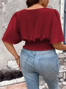 Celure 加大尺碼女裝荷葉邊包裹領襯衫