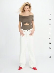 MISSGUIDED Wrap Front Hood Detail Body - Khaki - View 2