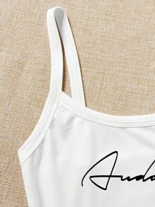 SHEIN EZwear 3 件套简约手写字母印花女式吊带紧身衣，夏季