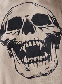 ROMWE Grunge Punk Skull & Butterfly Print Jeans - Apricot - View 4