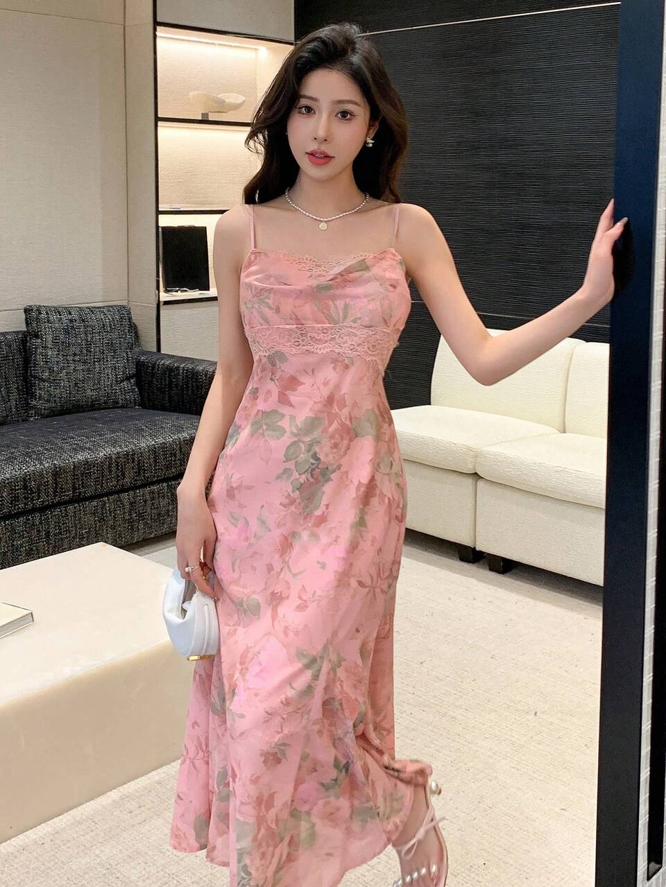 Lace & Floral Trim Sweetheart Neckline Mermaid Style Cami Dress Cruise Women Outfits Sundress Vacation Outfits Women Easter Boho