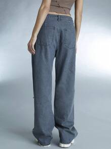 Forever 21 Y2k Vintage Distressed Hollow Out Motorcycle Style Denim Pants For Women