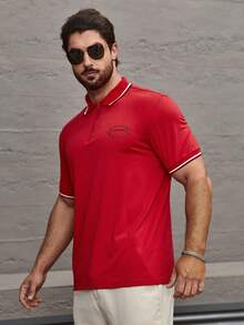 Manfinity Homme 男士對比邊飾polo衫 - 紅色 - 查看 4