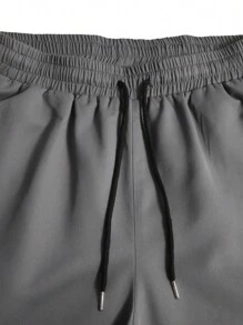 Manfinity Roghcode Men Flap Pocket Side Drawstring Hem Cargo Trousers - Dark Grey - View 3