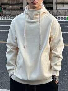 Claim Dot Áo hoodie du lịch trơn dài tay màu trơn cho nam - Màu be - Xem 1