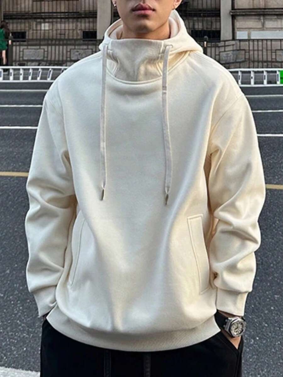 Claim Dot Áo hoodie du lịch trơn dài tay màu trơn cho nam - Màu be - Xem 1
