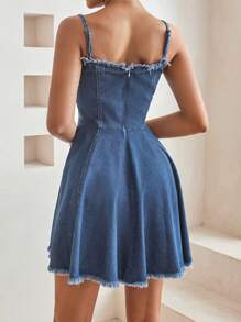 Aveloria Vestido De Tirantes De Mezclilla Deshilachado Para Mujer