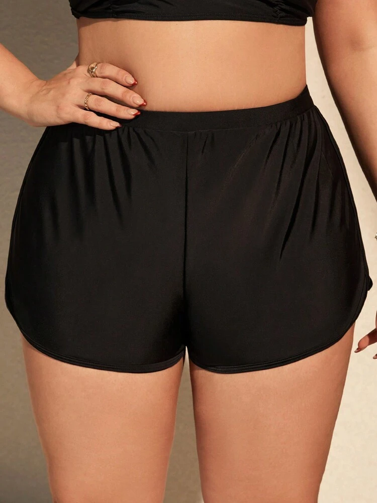 Plus Size Women's Solid Color Bikini Bottoms, Triangle & Four-Cornered Bikini Bottoms Summer