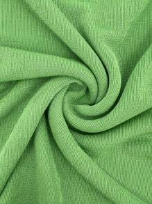 SHEIN Unity Phù hợp Xù Dệt kim Áo thun - màu xanh lá - Xem 3