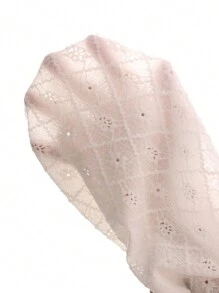 SHEIN LUNE Camiseta De Hombro Frío De Jacquard De Punto Con Color Sólido - Blanco - Ver 7