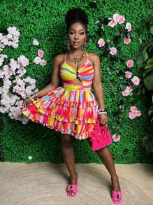 Slaydiva Vestido De Tirantes Con Estampado Floral De Vacaciones