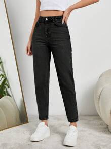 cottnline Women's Black Straight Denim Jean - Black - View 4