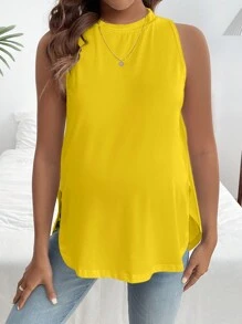 SHEIN Top sin mangas de lactancia de color liso para maternidad - Amarillo - Ver 5