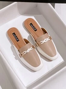Mengshangli Women's Fashionable Slouchy Style Pointed Toe Half Slippers Flat Shoes