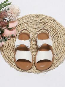 Summer Girls' Casual Chic Bowknot Beach Shoes In White