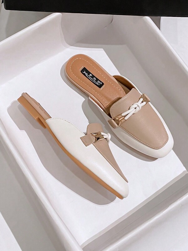 Mengshangli Women's Fashionable Slouchy Style Pointed Toe Half Slippers Flat Shoes