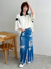 FRIFUL 悠閒字母印花polo領女士t恤 - 米色 - 查看 2