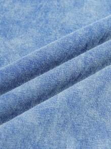 ROMWE MEN Street Life Men's Denim Effect Letter Print T-Shirt, School - Blue - View 3