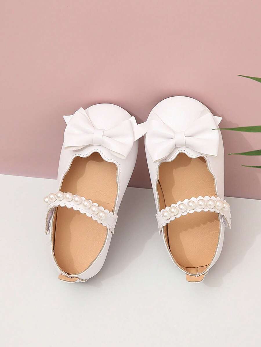 Baby Einfarbige Flache Schuhe Mit Schleife Dekoration