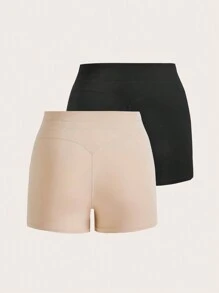 SHEIN BASICS Plus Size Women's Knitted Casual Drawstring Waist Short Leggings - Multicolor - View 8