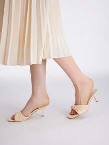 MOTF PREMIUM SQUARE TOE STILETTO HEELS SIMPLE DAILY WOMEN'S SANDALS - Apricot - View 9