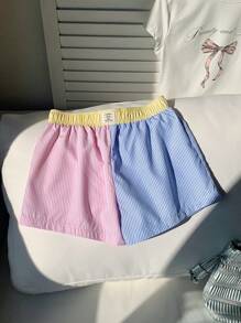 Comfortcana In sọc Chi tiết Patched thư Quần short - Nhiều màu - Xem 6