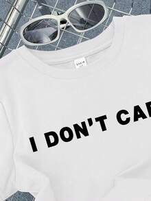 Áo thun cổ tròn ngắn tay in chữ đơn giản giản dị dành cho cô gái Tween, thích hợp cho mùa xuân hè - trắng - Xem 3