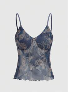 ROMWE Hippie 美人魚佩斯利印花吊帶上衣 - 彩色 - 查看 1