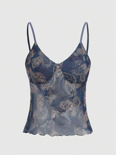 Hippie Sirena Top de tirantes con estampado de cachemira