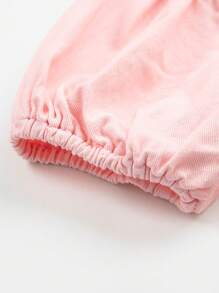 Tween Girl Denim Dress, New Arrival Casual Fashion Bubble Sleeve V Neck Washed Denim Dress - Pink - View 5