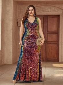 SHEIN Belle Đầm dạ hội đuôi cá sang trọng nhiều màu sắc dành cho nữ cỡ lớn - Nhiều màu - Xem 2