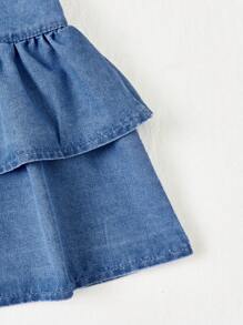 Soleia Jupe En Jean À Ourlet À Volants En A À Taille Haute Pour Femme, Style Vacances Avec Un Ajustement Ample