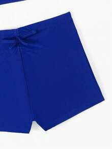 Solid Color Tankini Set For Teen Girls Summer Swimming,Beach Tankini Top And Shorts - Multicolor - View 3