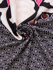 Leaf Printed Button Front Long Sleeve Shirt