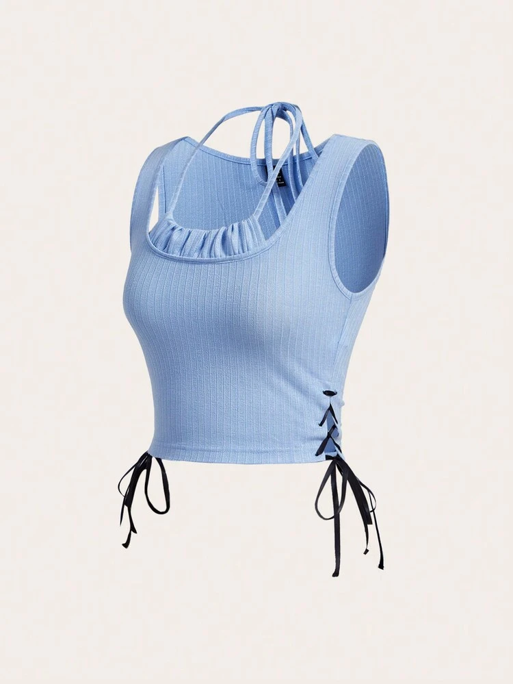 Kawaii Ballet Ribbon Bow Summer Women Tank Top