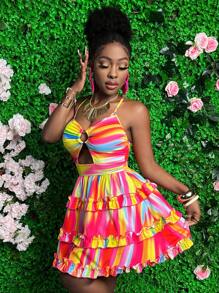 Slaydiva Vestido De Tirantes Con Estampado Floral De Vacaciones