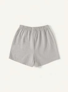 Cozy Pixies Áo ba lỗ không tay cổ tròn in chữ cho bé trai và quần short thường ngày 4 cái/bộ Bộ đồ phù hợp - Xám - Xem 9