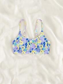 Swim Mod 花卉印花细肩带比基尼上衣，适合游泳、度假、夏季海滩 - 彩色 - 查看 7