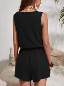 SHEIN LUNE Casual mouwloze romper met rits en halternek voor dames
