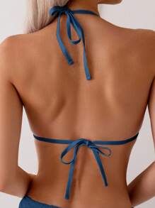 Swim SXY V領頸系比基尼套裝 - 寶藍色 - 查看 4