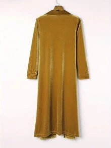 Women's Plush Mid-Length Coat - Gold - View 4