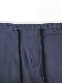 Manfinity Homme Nam Lỏng lẻo phù hợp Quần Cargo Với Flap túi Và Eo dây rút - Màu xanh hải quân - Xem 3