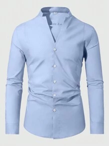 Manfinity Mode Men's Notched Collar Long Sleeve Shirt