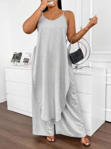 Flirla 大碼女士長款cami上衣2入組 - 淺灰色 - 查看 6