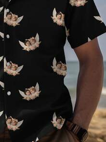 Manfinity EMRG Nam In Thiên sứ Nút phía trước Ngắn tay Áo sơ mi - Nhiều màu - Xem 3