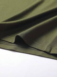 Men's Casual Contrast Color Block Short Sleeve Polo Shirt - Army Green - View 9