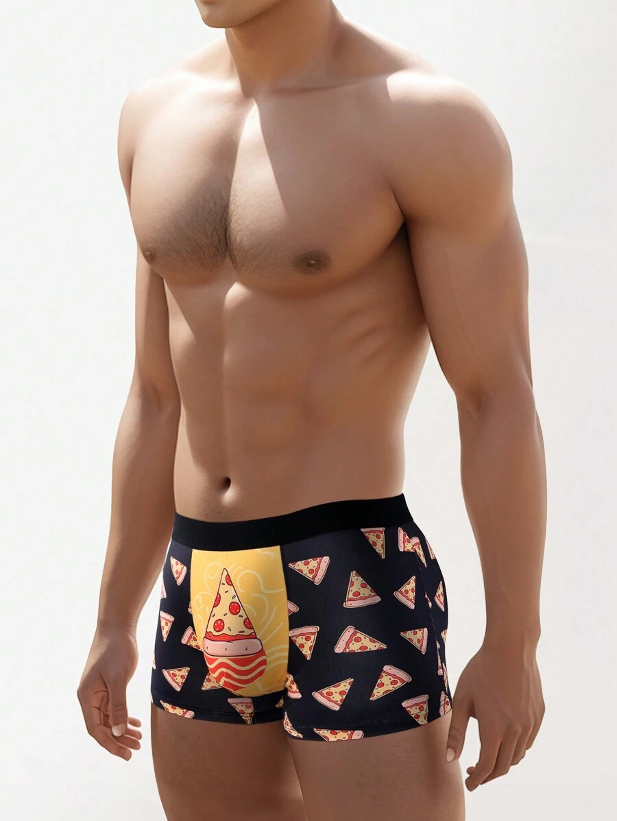 Men's Pizza Printed Boxer Shorts - Multicolor - View 1