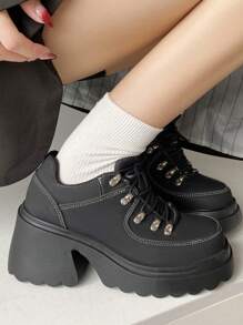ROMWE Kawaii Cute Platform Mary Jane Shoes For Women, Spring New Style - Black - View 3