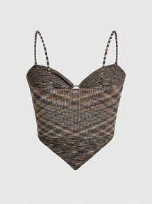 ROMWE Fairycore 空間染色綁帶前鬆緊針織背心上衣