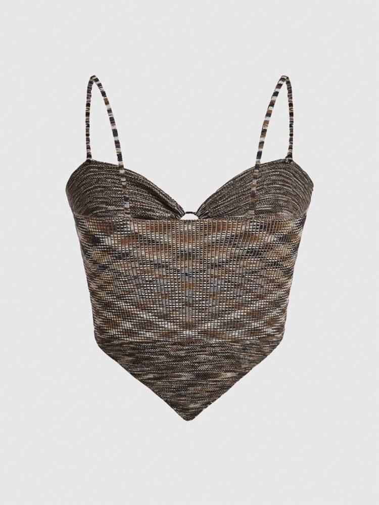 Space Dye Tie Front Cami Knit Top